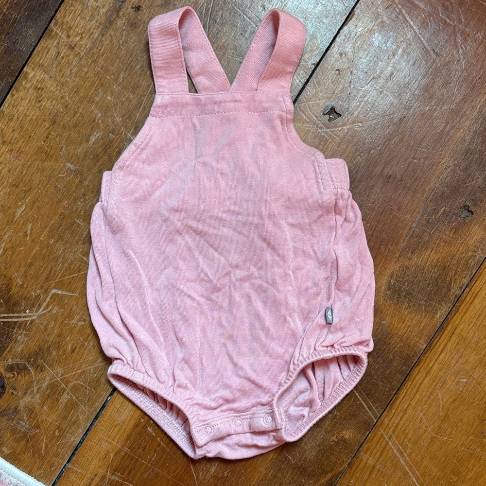 Pink Baby Crepe Overalls 0-3m